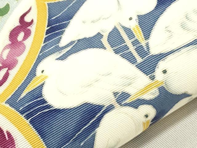 平和屋着物●本加賀友禅作家 水野陽子 塩瀬 九寸名古屋帯 花鳥丸文 正絹 逸品 CABH6505dy