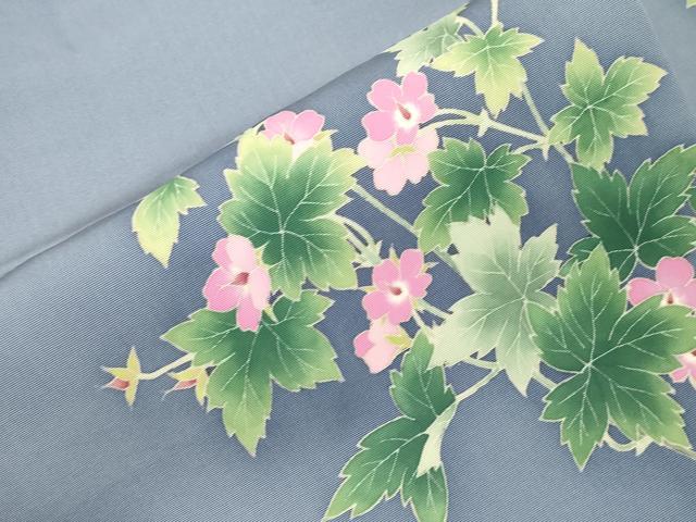 平和屋着物●塩瀬 九寸名古屋帯 友禅 作家物 草花文 正絹 逸品 CABH6507dy
