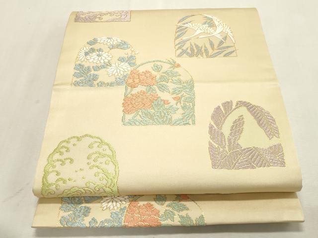 平和屋着物●西陣 川島織物 九寸開き名古屋帯 唐織 飛鶴花文 金糸 正絹 逸品 CABH6508dy