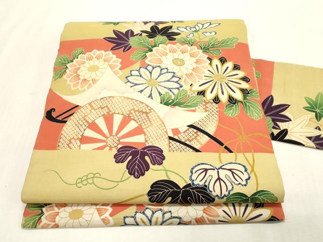 平和屋着物●アンティーク 大正ロマン 九寸名古屋帯 駒刺繍 花車文 正絹 逸品 CABH6509dy