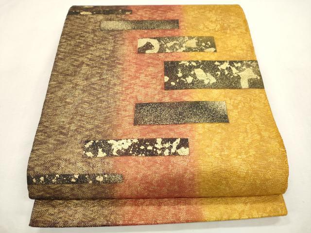 平和屋着物▽太鼓柄袋帯 スリーシーズン 春夏秋 横段文 金彩 正絹 逸品 CABH6622dy