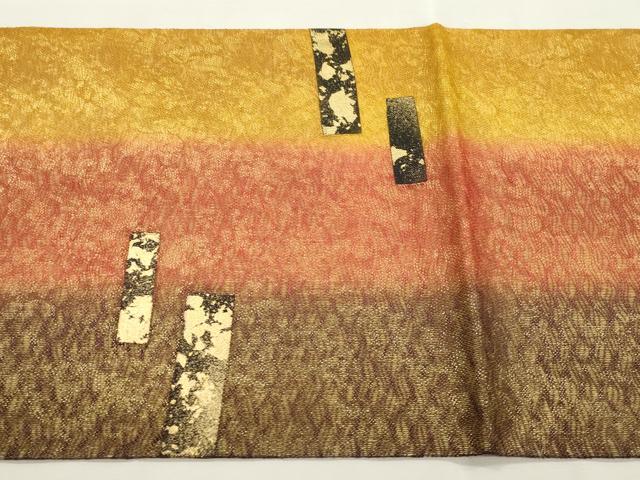 平和屋着物▽太鼓柄袋帯 スリーシーズン 春夏秋 横段文 金彩 正絹 逸品 CABH6622dy
