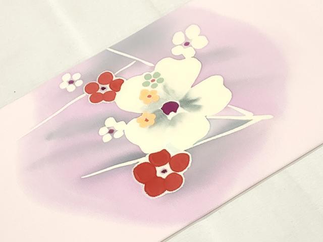 平和屋着物●塩瀬 九寸名古屋帯 ろうけつ染め 舞花文 正絹 逸品 CABH6628dy