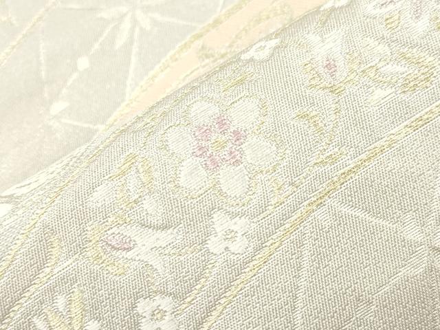平和屋着物●九寸名古屋帯 草花文 金糸 正絹 逸品 CABH6629dy
