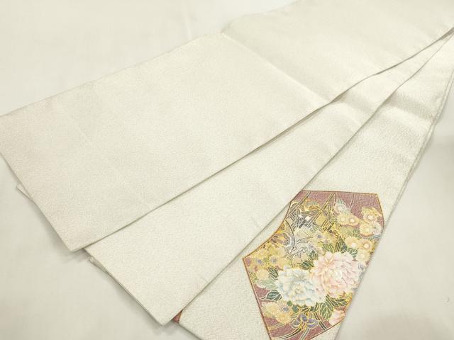 平和屋着物●綴れ 太鼓柄袋帯 地紙飛鶴花車文 金彩 正絹 逸品 CABH6638dy