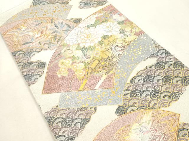平和屋着物●綴れ 太鼓柄袋帯 地紙飛鶴花車文 金彩 正絹 逸品 CABH6638dy