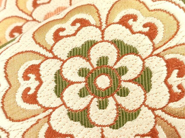 平和屋着物●六通柄 本袋帯 唐織 亀甲花文 金糸 正絹 逸品 CABH6641dy