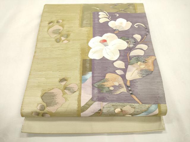 平和屋着物●太鼓柄袋帯 すくい織 草花文 金銀糸 正絹 逸品 CABH6643dy