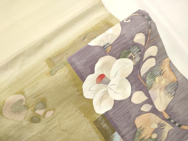 平和屋着物●太鼓柄袋帯 すくい織 草花文 金銀糸 正絹 逸品 CABH6643dy