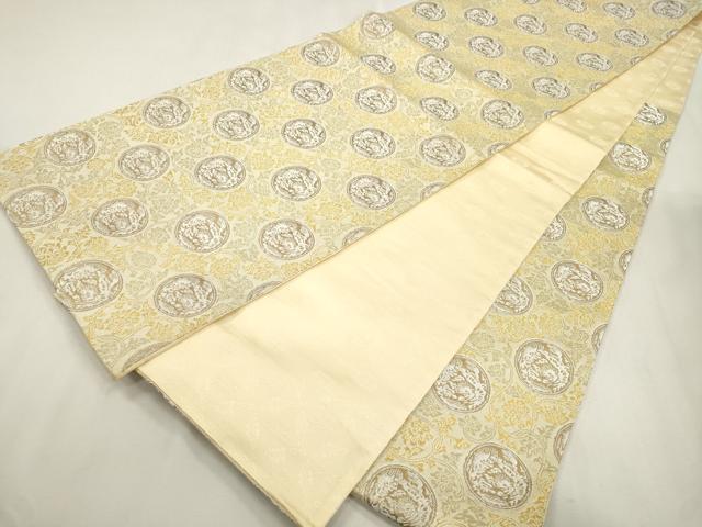 平和屋着物●六通柄袋帯 更紗花鳥丸文 金糸 正絹 逸品 CABH6649dy