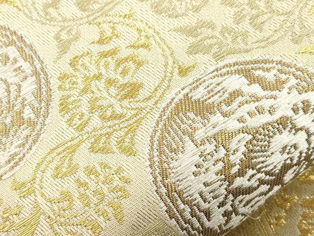 平和屋着物●六通柄袋帯 更紗花鳥丸文 金糸 正絹 逸品 CABH6649dy