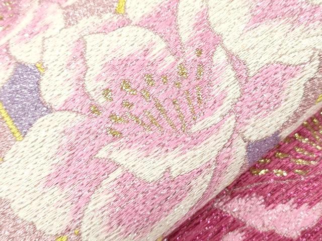 平和屋着物●六通柄袋帯 舞花文 金糸 正絹 逸品 CABH6671dy