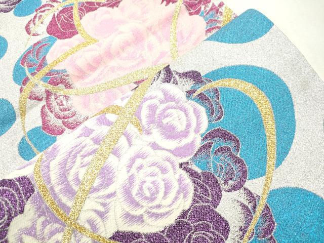 平和屋着物●六通柄袋帯 薔薇 ハート 金銀糸 正絹 逸品 CABH6677dy