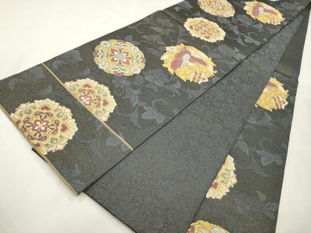 平和屋着物●六通柄袋帯 舞衣 花鳥丸文 金糸 正絹 逸品 CABH6681dy