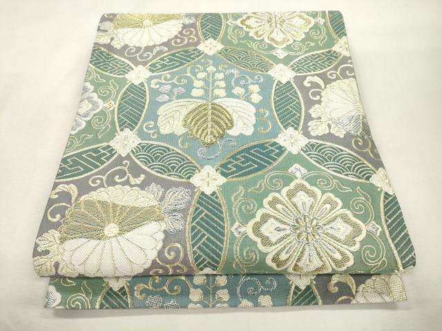 平和屋着物●六通柄袋帯 七宝花文 金銀糸 正絹 逸品 CABH6682dy