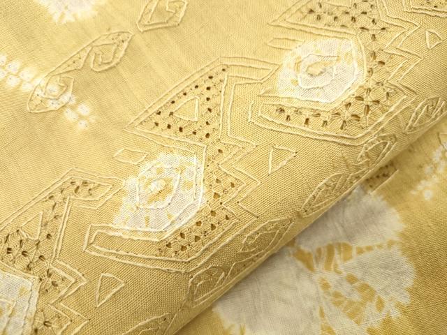 平和屋着物●中国三大刺繍 スワトウ刺繍 相良刺繍 総刺繍 両面 袋帯 紬地 絞り 横段文 正絹 逸品 CABH6685dy