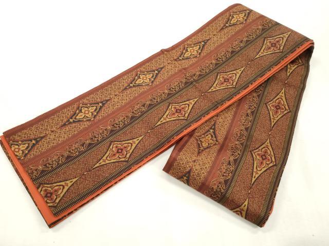 平和屋着物●本場筑前博多織 半幅帯 菱花間道 正絹 逸品 CABH6695dy