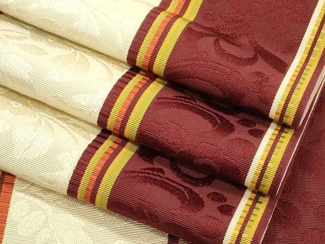 平和屋着物●本場筑前博多織 半幅帯 献美 草花文 証紙付き 正絹 逸品 CABH6701dy