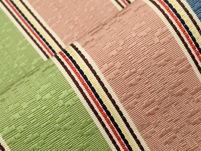 平和屋着物●本場筑前博多織 半幅帯 幾何学間道 正絹 逸品 CABH6702dy