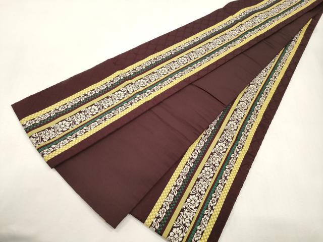 平和屋着物●本場筑前博多織 半幅帯 草花間道 正絹 逸品 CABH6707dy