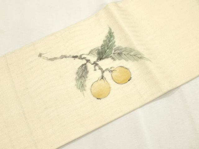 平和屋着物●日本画家 水嶋征夫 九寸名古屋帯 手描き 紬地 成り物 正絹 逸品 CABH6716dy