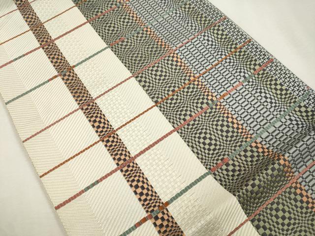 平和屋着物●本場筑前博多織 八寸名古屋帯 横段文 正絹 逸品 CABH6721dy