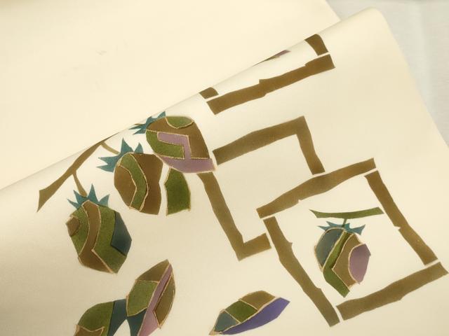 平和屋着物●塩瀬 九寸名古屋帯 作家物 成り物 金彩 正絹 逸品 CABH6723dy