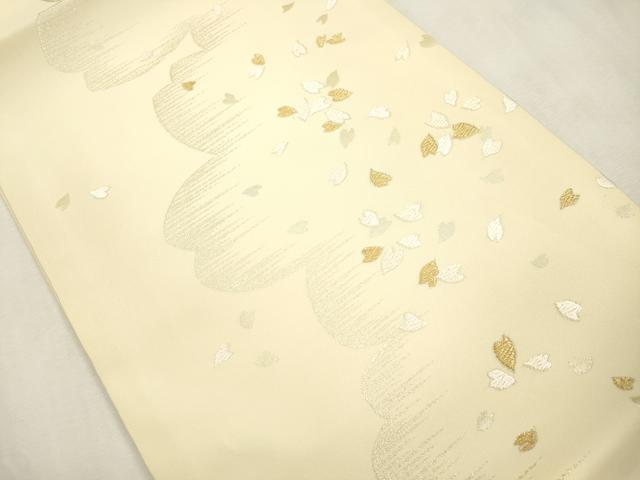 平和屋着物●九寸開き名古屋帯 唐織 舞桜文 金糸 正絹 逸品 CABH6730dy