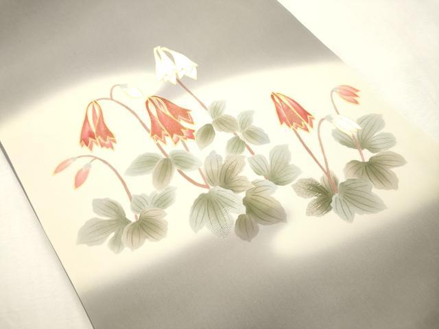 平和屋着物●塩瀬 九寸開き名古屋帯 手描き 刺繍 草花文 金彩 逸品 CABH6731dy