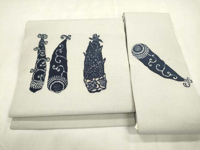 平和屋着物●つけ帯 たけのこ 鬼しぼ縮緬 正絹 逸品 CABH6746dy