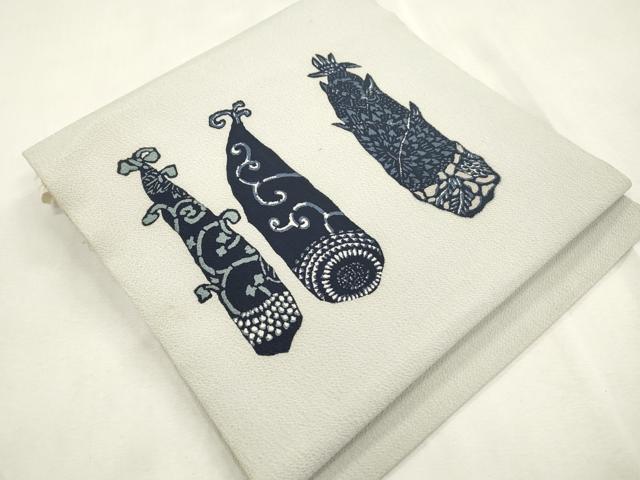平和屋着物●つけ帯 たけのこ 鬼しぼ縮緬 正絹 逸品 CABH6746dy