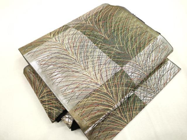 平和屋着物●染色作家 草野一騎 つけ帯 草木文 金銀糸 正絹 逸品 CABH6751dy