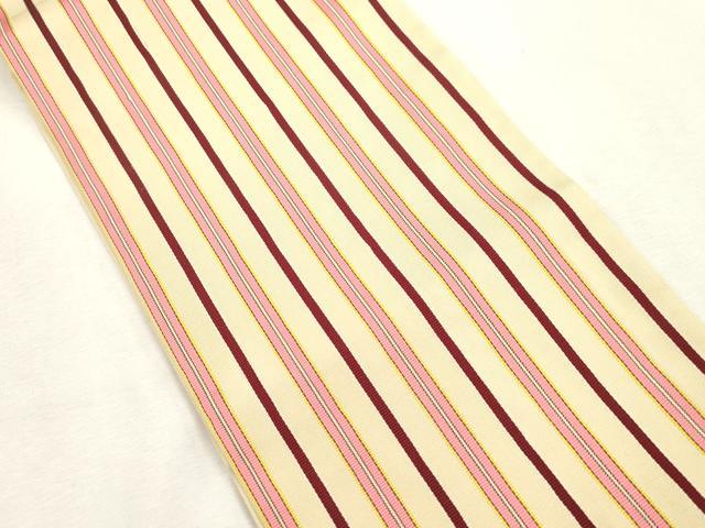 平和屋着物●本場筑前博多織 半幅帯 間道 正絹 逸品 CABH6754dy