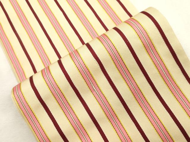平和屋着物●本場筑前博多織 半幅帯 間道 正絹 逸品 CABH6754dy