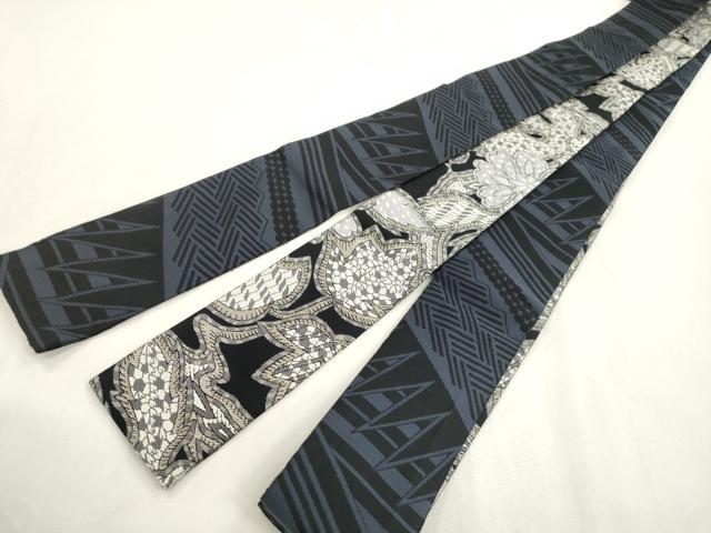 平和屋着物●男性 両面 角帯 草花文 正絹 逸品 CABH6759dy