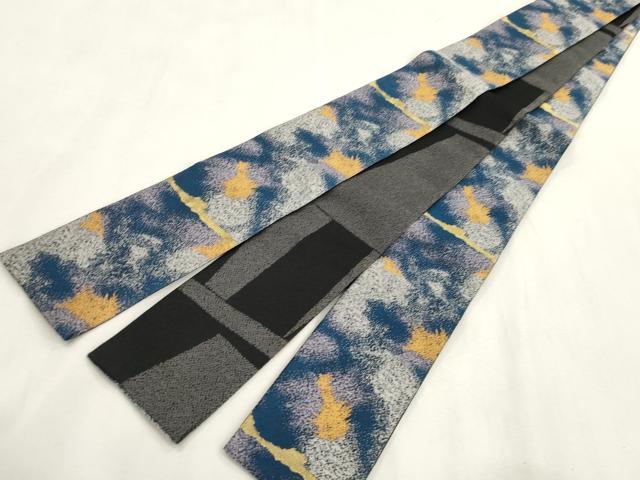 平和屋着物●男性 両面 角帯 霞文 金糸 正絹 逸品 CABH6760dy