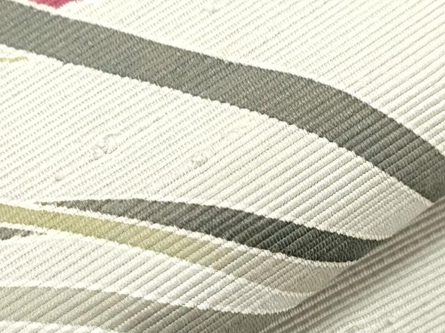 平和屋着物●八寸名古屋帯 紬地 草花文 名古屋仕立て 正絹 逸品 CABH6772dy