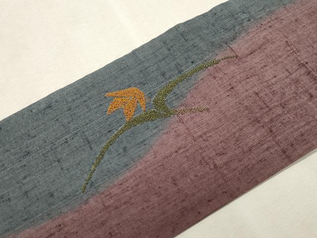 平和屋着物●中国三大刺繍 スワトウ刺繍 相良刺繍 総刺繍 八寸名古屋帯 紬地 草花丸文 正絹 逸品 CABH6774dy