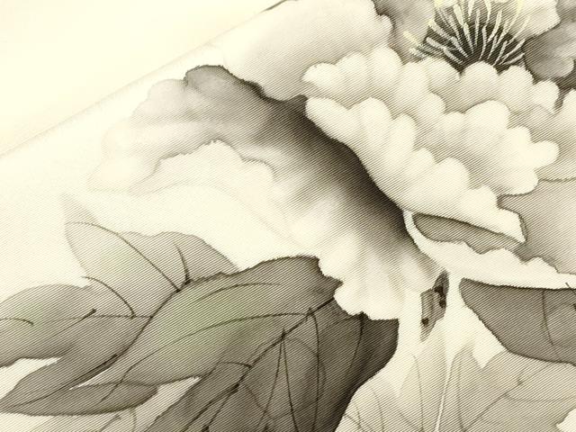 平和屋着物●塩瀬 九寸名古屋帯 作家物 手描き 草花文 正絹 逸品 CABH6775dy