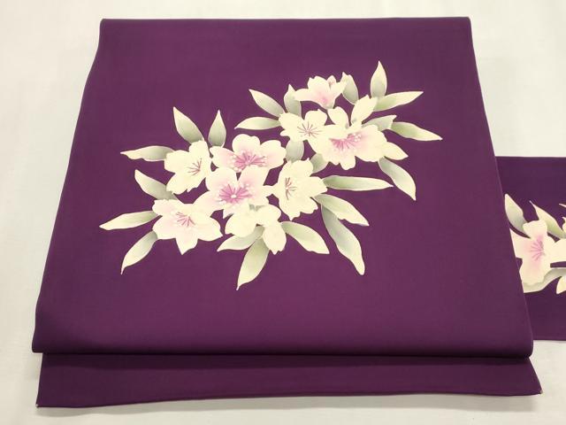 平和屋着物●塩瀬 九寸名古屋帯 草花文 正絹 逸品 CABH6778dy