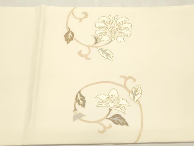 平和屋着物●塩瀬 九寸開き名古屋帯 花唐草文 正絹 逸品 CABH6780dy