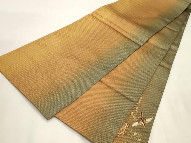 平和屋着物●ひなや工房 くむ・あむ・おる 伊豆蔵明彦 太鼓柄袋帯 刺繍 花鳥文 金彩 正絹 逸品 CABH6789dy