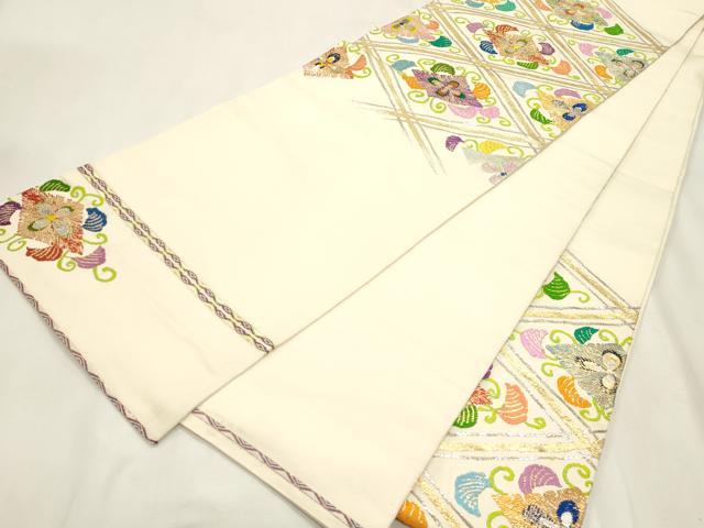 平和屋着物●龍村平蔵製 六通柄 本袋帯 御所菱 金銀糸 正絹 逸品 CABH6792dy