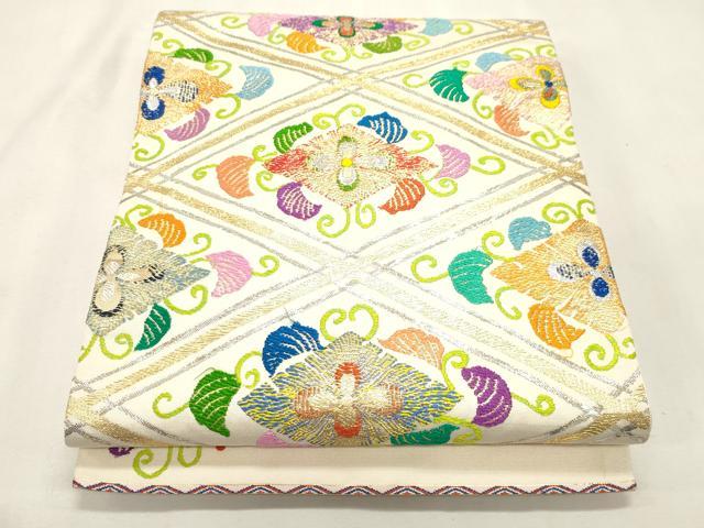 平和屋着物●龍村平蔵製 六通柄 本袋帯 御所菱 金銀糸 正絹 逸品 CABH6792dy