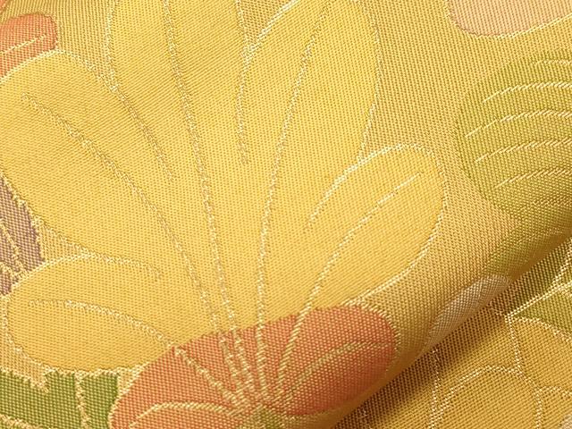 平和屋着物●織物一筋名門 織悦 全通柄 本袋帯 草花文 金糸 正絹 逸品 CABH6794dy