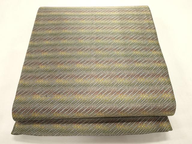 平和屋着物●両面 六通柄袋帯 横段文 金糸 正絹 逸品 CABH6798dy