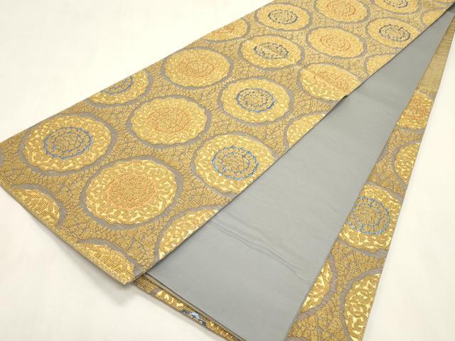 平和屋着物●六通柄袋帯 金華山織 花丸文 金糸 正絹 逸品 CABH6799dy