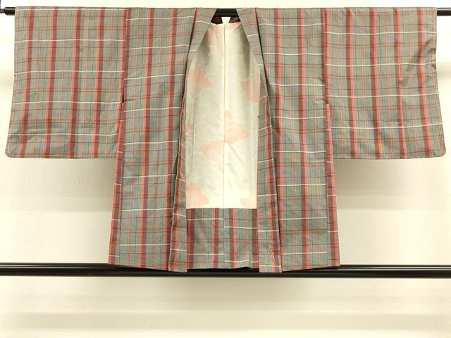 平和屋着物#本場縞大島紬 羽織 格子柄 正絹 逸品 未使用 CABH6829in