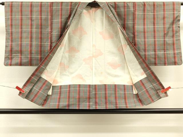 平和屋着物#本場縞大島紬 羽織 格子柄 正絹 逸品 未使用 CABH6829in