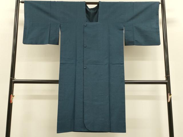 平和屋着物#道行コート 紬地 紺色 ロング丈 正絹 逸品 CABH6832in